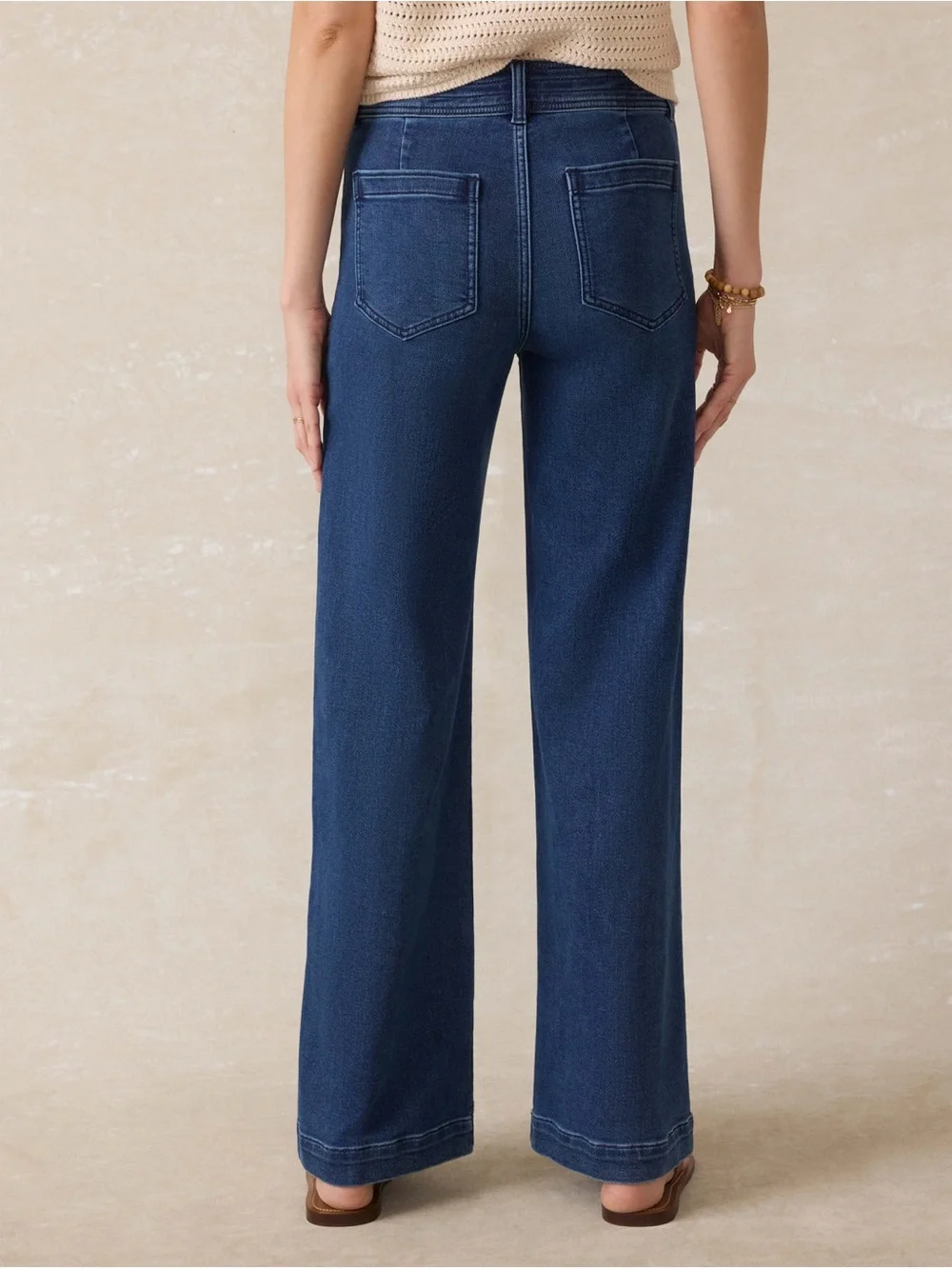 FAHERTY Harbor Wide Leg Jeans Stretch Terry High Rise Blue Denim 28 - Picture 2 of 7
